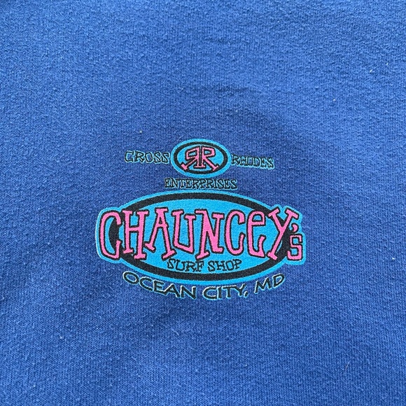 CHAUNCEY's Surf Shop Ocean City, MD Pink Blue Hoodie Sweatshirt Mens Size Large - Picture 3 of 6